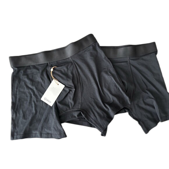 NWT Quince Organic Cotton Boxer Briefs 2 Pack Small Black Organic Cotton Spandex - Picture 1 of 6